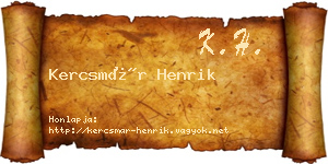 Kercsmár Henrik névjegykártya